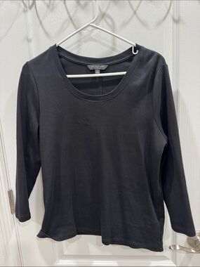 Liverpool Black Long-Sleeve Scoop Neck Top